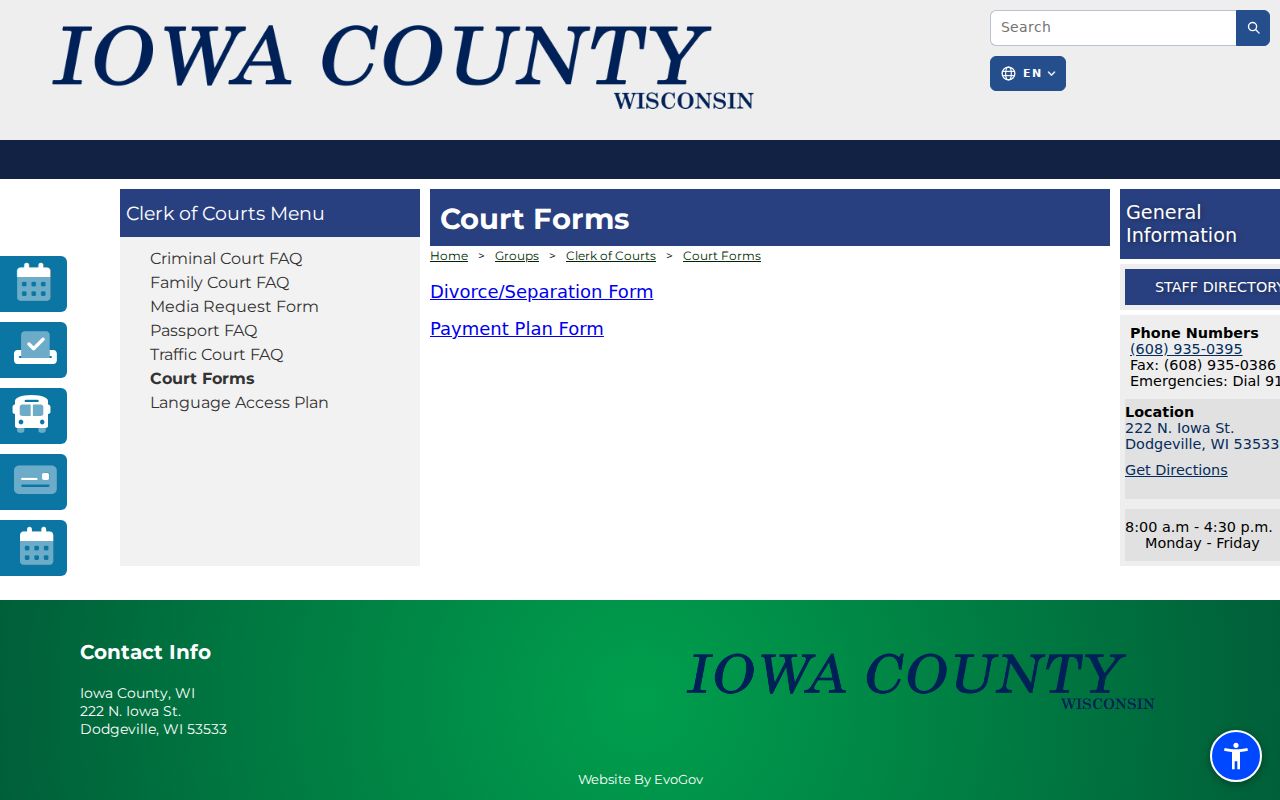 Iowa County criminal docket forms source