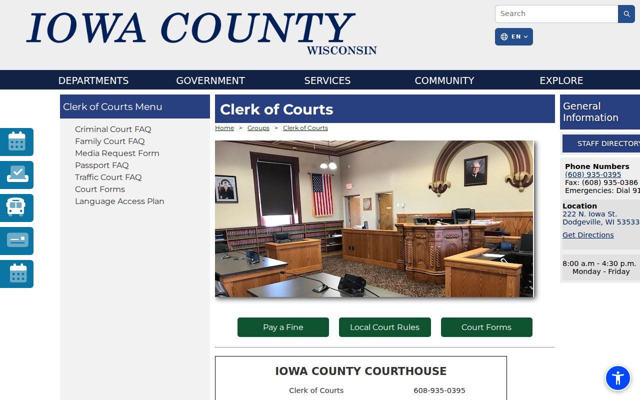 Iowa County criminal court docket clerk source