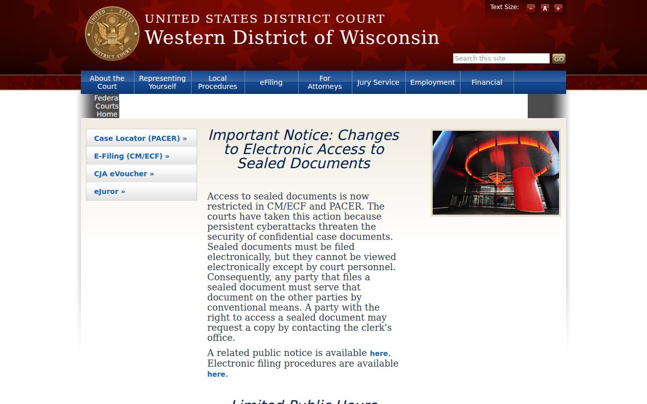 United States District Court for the Western District of Wisconsin website